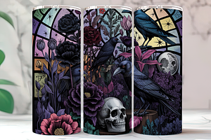 Gothic Raven Stained Glass Tumbler, an Arts & Entertainment Photo by LamanAzalea
