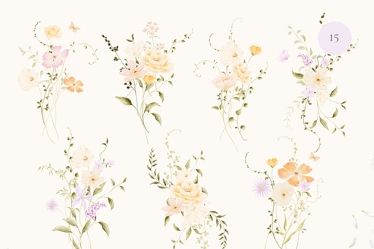 Dreamy Spring Watercolor Wildflowers, a Decorative Illustration by Altea Design Studio (Photo 7 of 15)