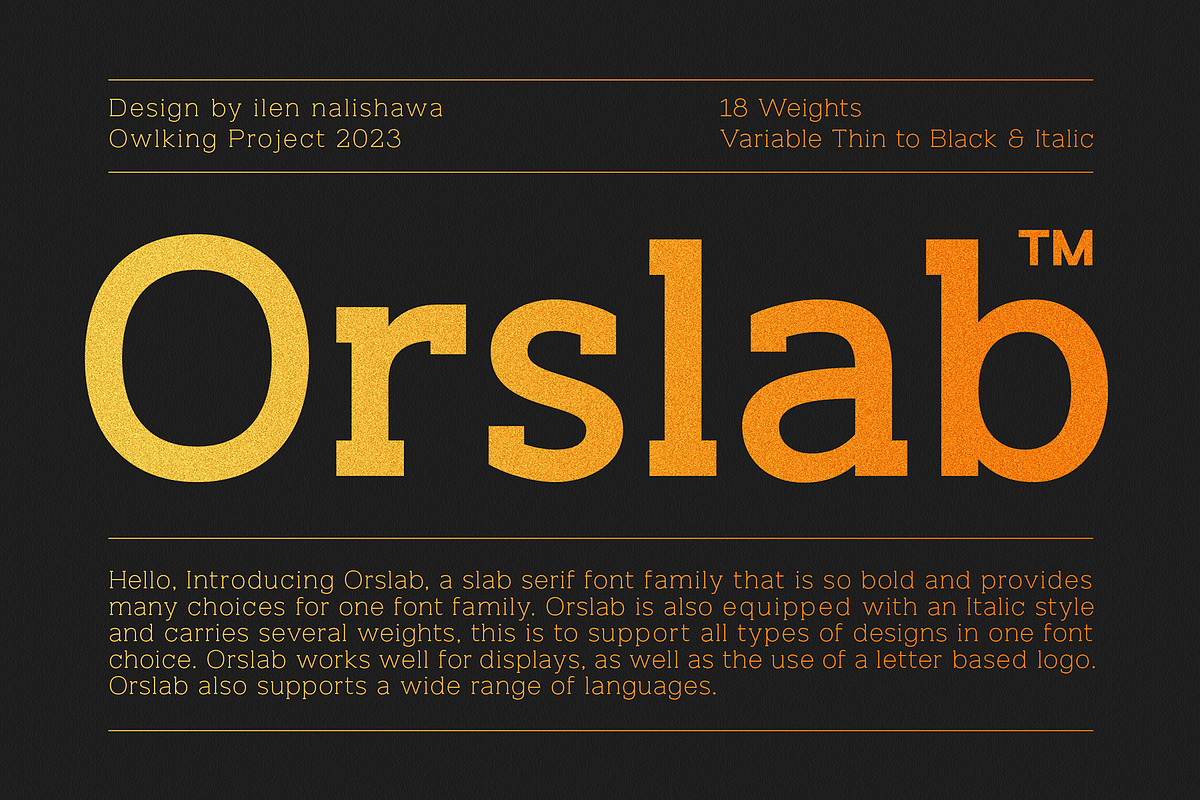 Orslab, a Slab Serif Font by OWL KING (Photo 1 of 8)