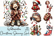 Christmas Funny Skinny Girl Clipart, an Illustration by CrexoraLab (Thumbnail 1 of 5)