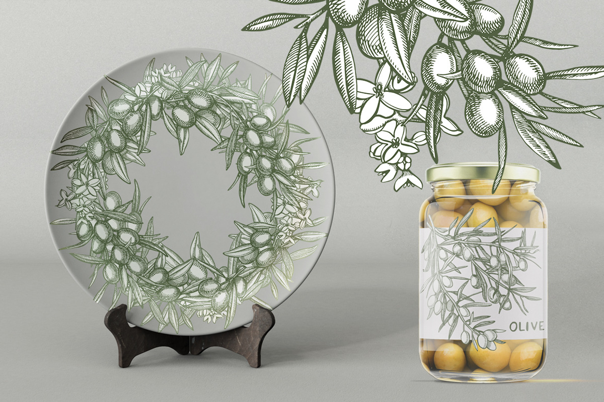 Olive branches vector illustration, a Food Illustration by Ann Astro (Photo 7 of 7)