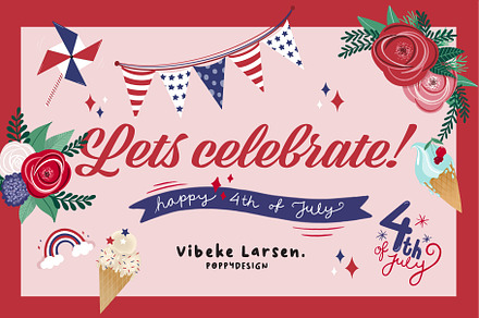 4th of July Clip Art - Celebrate, an Illustration by Poppydesign