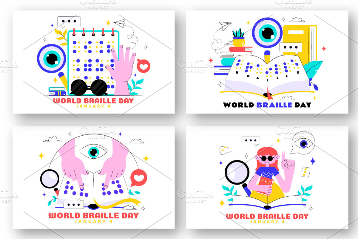 10 World Braille Day Illustration, a Person Illustration by denayunebgt (Photo 2 of 4)