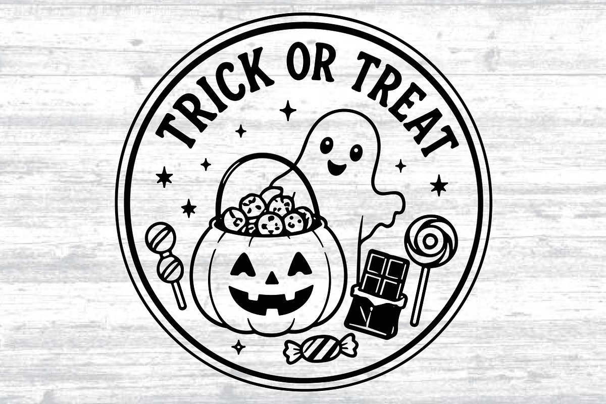 Trick Or Treat SVG Halloween Round, an Object Graphic by Layerology (Photo 2 of 3)