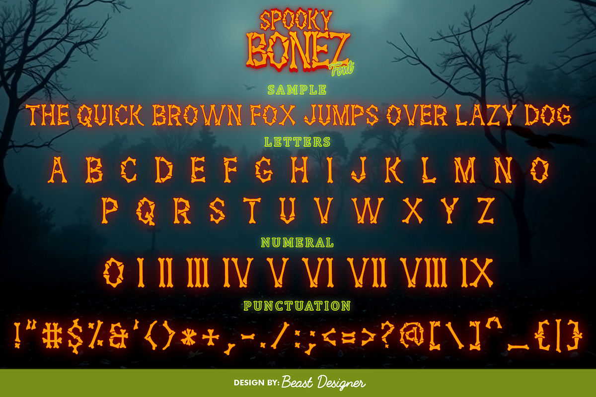 SpookyBonez Halloween Creepy Font, a Handwritten Font by Beast Designer (Photo 2 of 2)