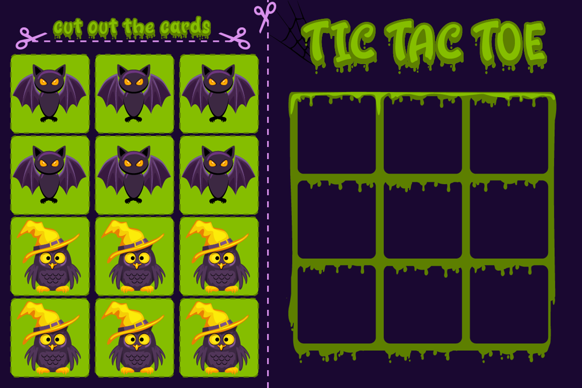Halloween Tic Tac Toe Game for Kids, a Card Template by BabySofja (Photo 2 of 5)