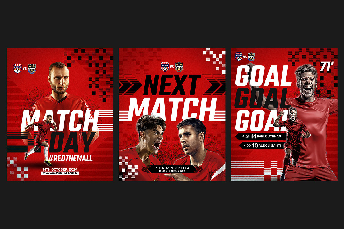 Football Club Instagram Templates, a Social Media Template by Bornx Design (Photo 2 of 7)