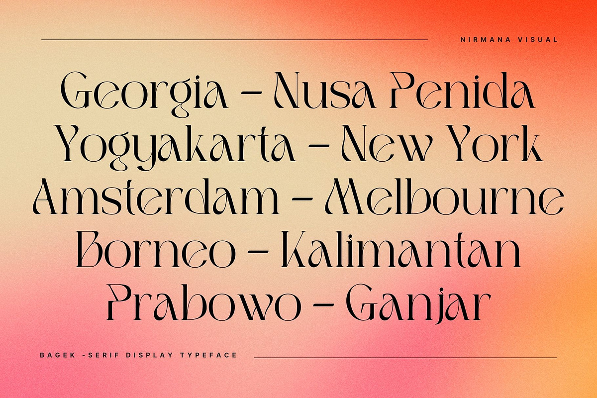 Bagek - Modern Display Serif, a Serif Font by Nirmana Visual (Photo 8 of 8)