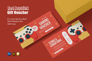Red Joystick Gift Voucher, a Print Template by Esensifiksi.studio