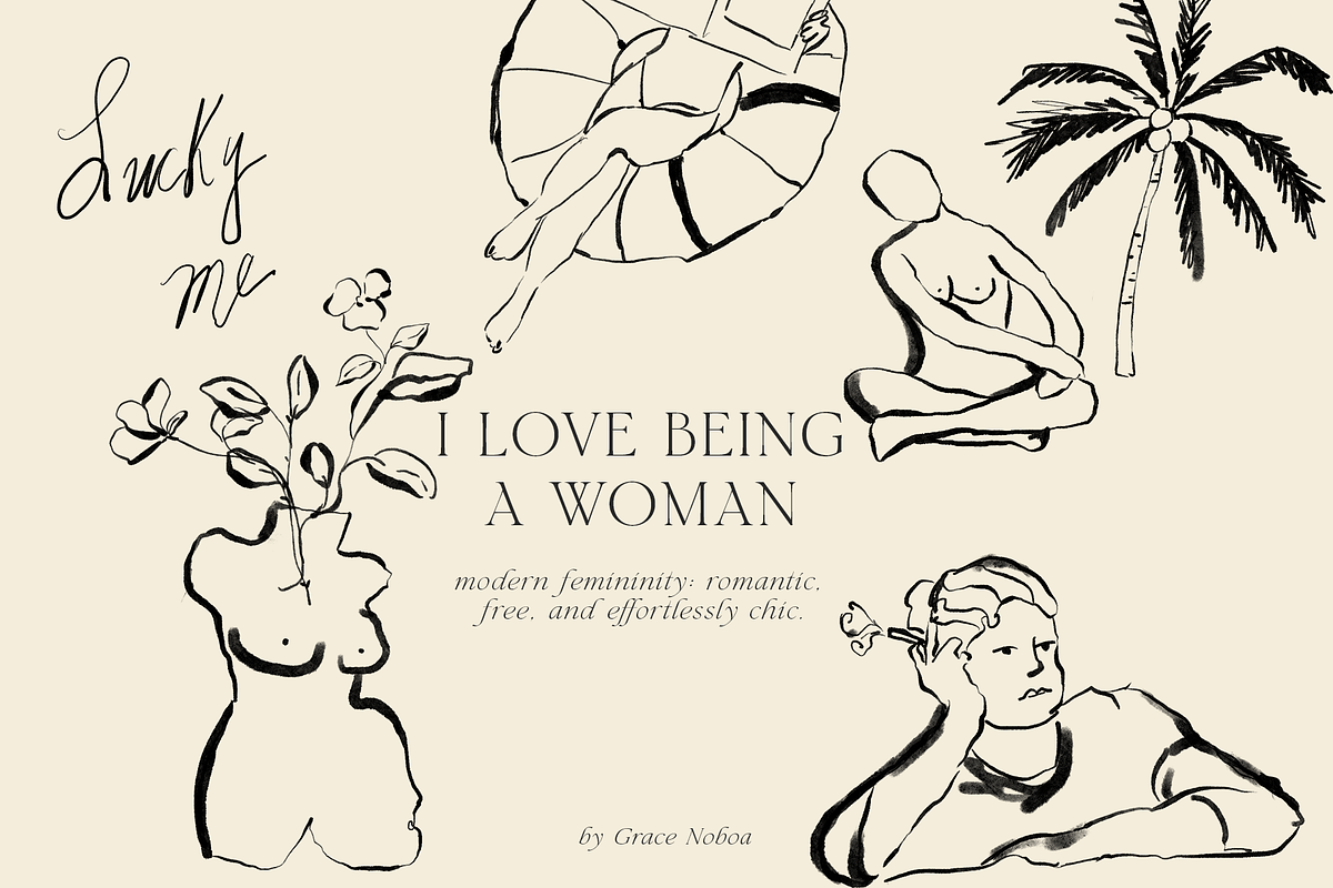 Ink dolce vita womanhood line art, an Object Illustration by Grace Noboa Illustrations (Photo 4 of 17)