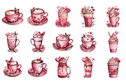 Valentines Day Coffee Cup Clipart, an Illustration by SinaCreation (Thumbnail 2 of 11)