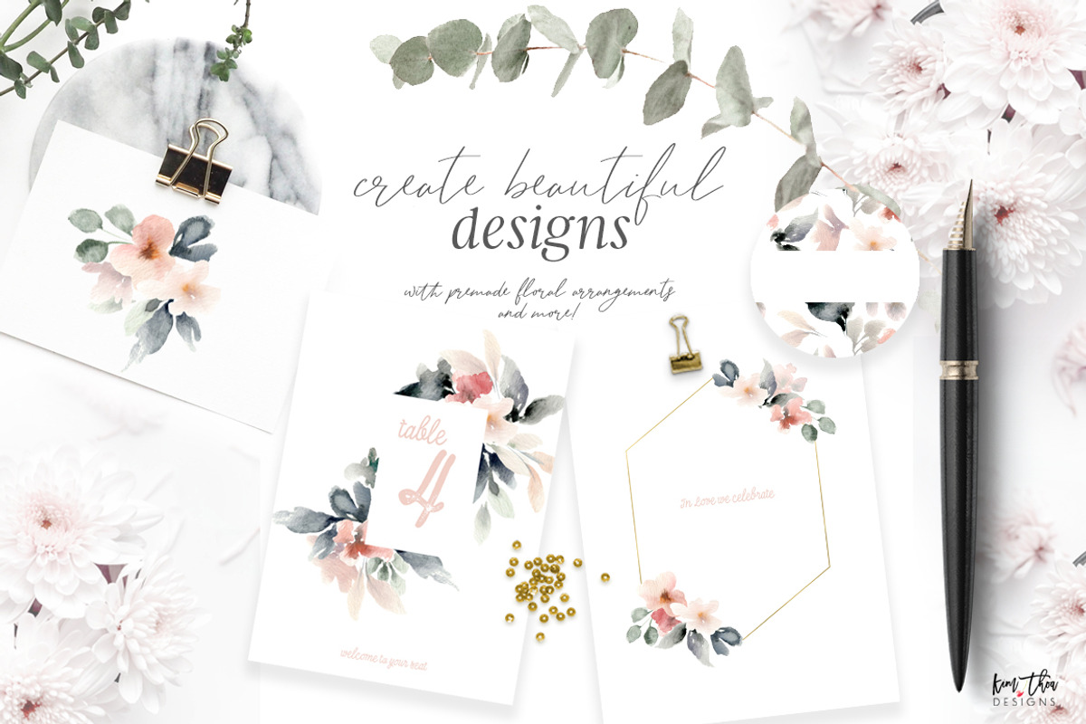 Feminine Abstract Floral Set, an Illustration by Kim Thoa Designs (Photo 2 of 10)