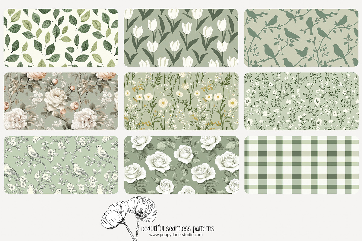 70 sage green seamless pattern, a Pattern Graphic by Poppy Lane Studio (Photo 6 of 10)