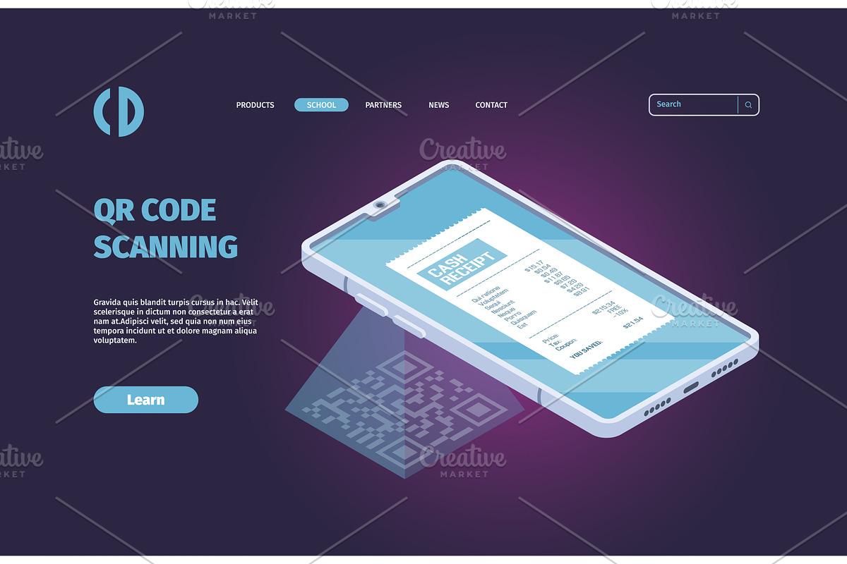 Qr code scanning landing. Smartphone, a Background Graphic by Onyx