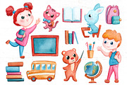 School Kids Clipart and Patterns, an Animal Illustration by RabbitAndPencil (Thumbnail 2 of 7)