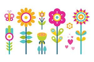 Flowers Collection In Flat Design