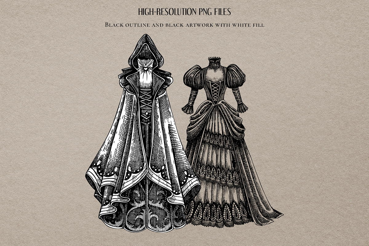 Gothic Fashion Illustration Set, an Object Graphic by Yevheniia (Photo 5 of 7)