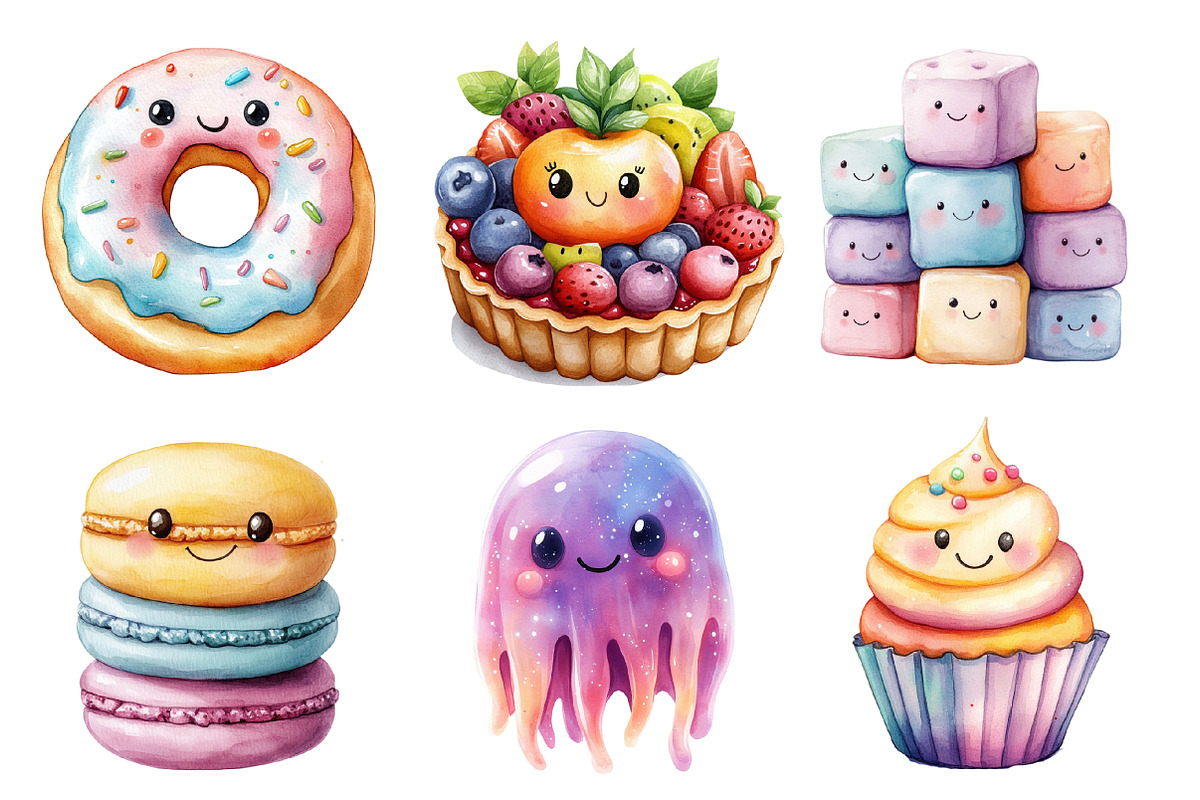 Kawaii Pastel Desserts Clipart, an Illustration by SinaCreation (Photo 3 of 5)
