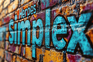 Herpes Simplex Graffiti Lettering On Colorful Urban Brick Wall