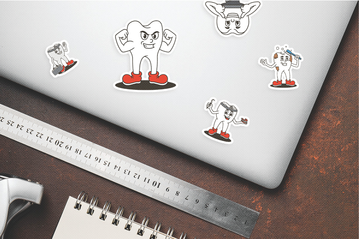 Retro Dental Mascot Illustration, a Healthcare Illustration by Decoconio Design (Photo 7 of 8)