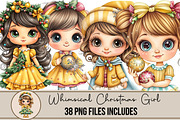 Whimsical Christmas Girl Clipart, an Illustration by DreamArtGraphic (Thumbnail 1 of 4)