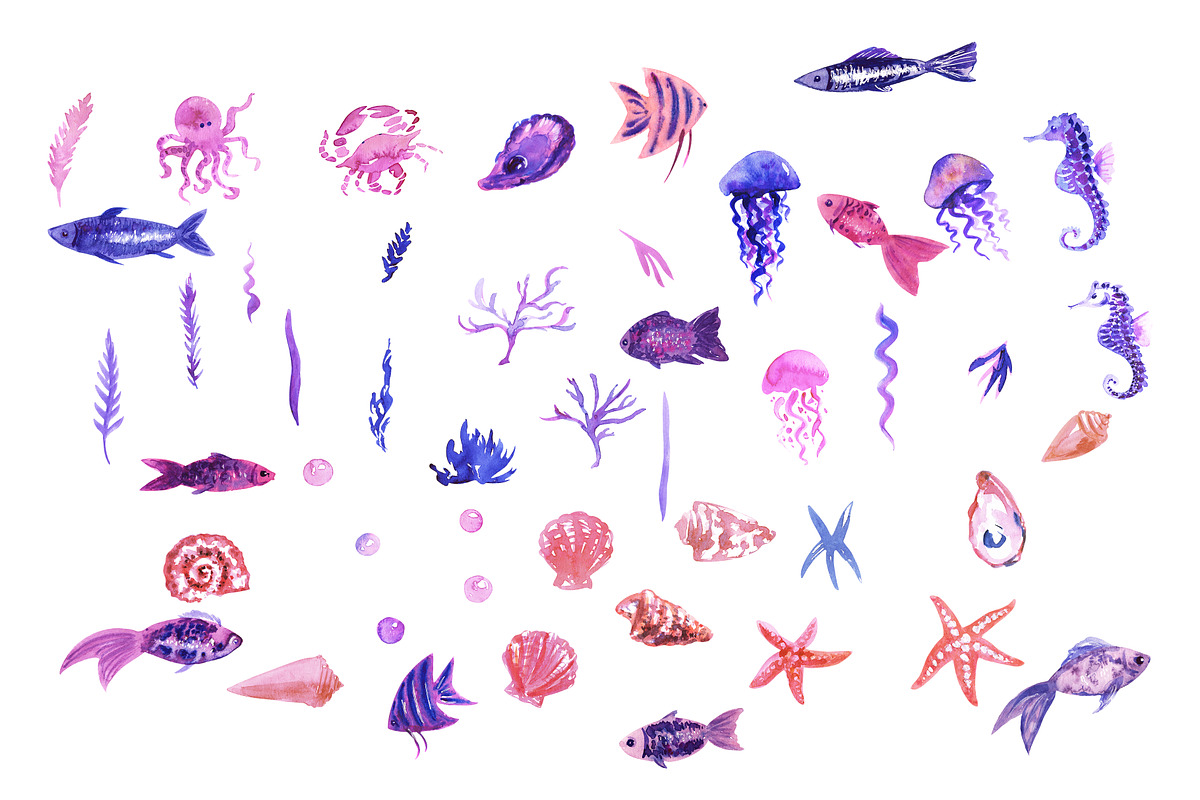 Summer Watercolor Clipart PNG Bundle, a Decorative Illustration by HabitusDesigns (Photo 2 of 3)