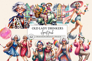 FUNNY OLD LADIES CLIPART, a Person Illustration by Daring Digies