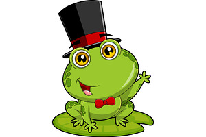 Groom Frog Cartoon Character Waving, an Illustration by HitToon