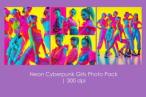 Neon Cyberpunk Girls Photo Pack, a Person Illustration by StockVerse Creative