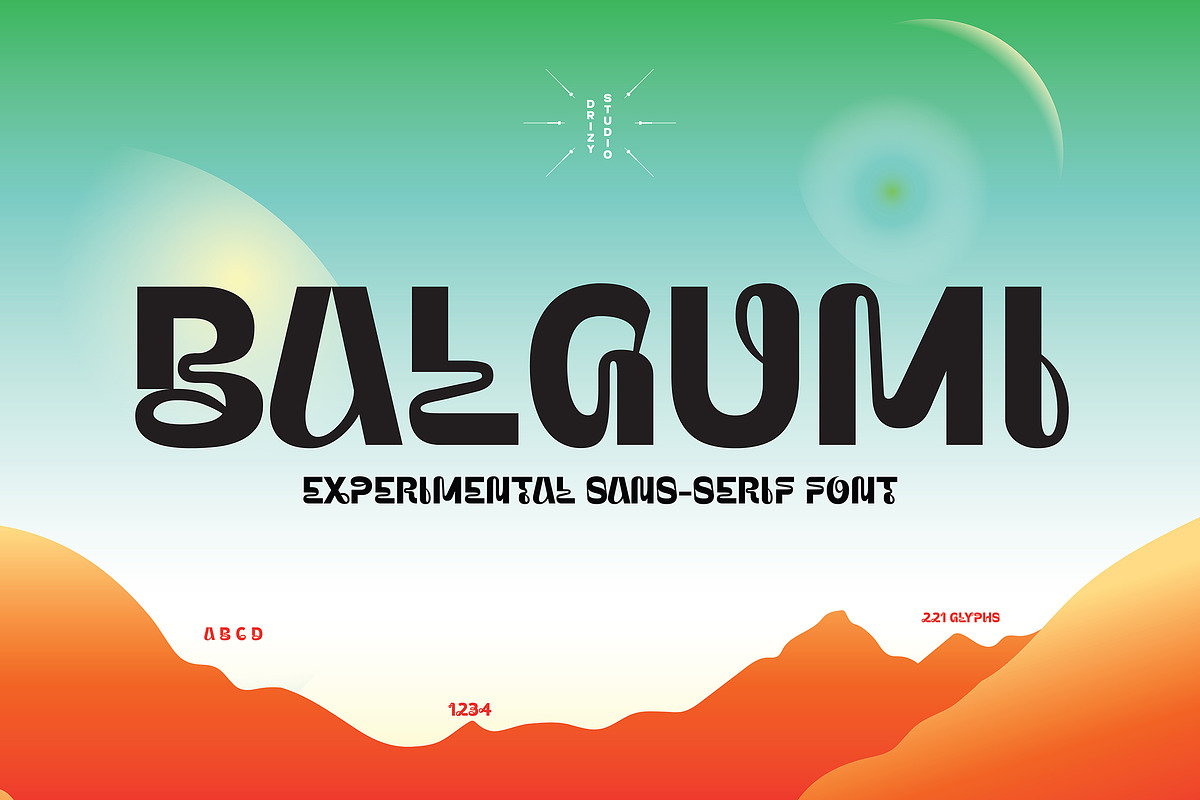 Balgumi - Experimental Font, a Sans Serif Font by Drizy (Photo 1 of 9)