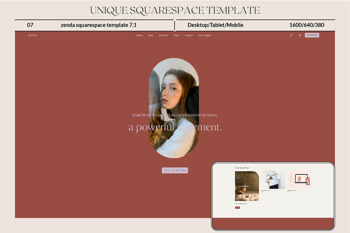 Squarespace 7.1 Template: Zenda ⓪, a Squarespace Template by dunagency (Photo 8 of 11)