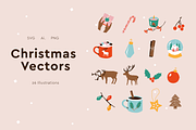Cute Christmas Vectors, an Illustration by Marinastu (Thumbnail 1 of 9)