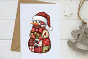 Patchwork Christmas Snowman PNG, an Illustration by Dream Creation (Thumbnail 2 of 5)