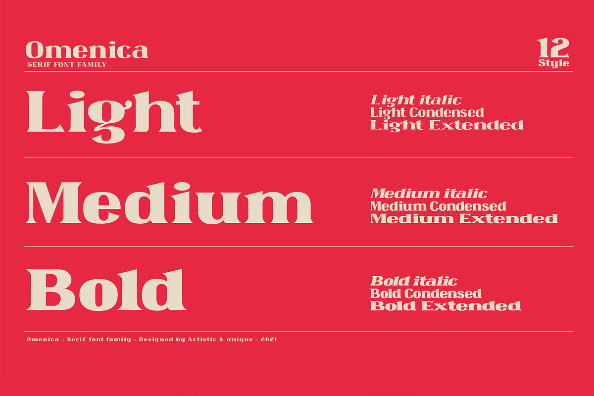 Omenica - Serif font Family, a Serif Font by Artistic & Unique (Photo 2 of 12)
