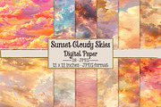 Sunset Cloudy Skies Backgrounds, a Texture Illustration by DreamPrint404 (Thumbnail 1 of 6)