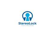Stereo Lock Headphones Keyhole Logo, a Branding & Logo Template by yopie (Thumbnail 1 of 3)