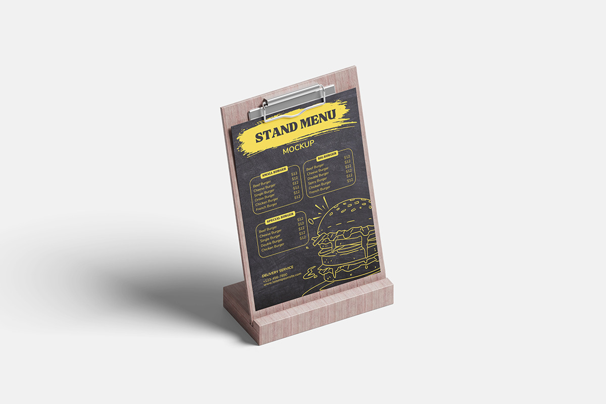 Menu Stand Mockup, a Packaging Mockup by bimockup (Photo 3 of 6)