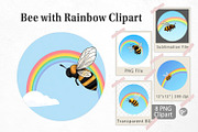 Bee with Rainbow Clipart, a Graphic by Artnoy (Thumbnail 1 of 5)