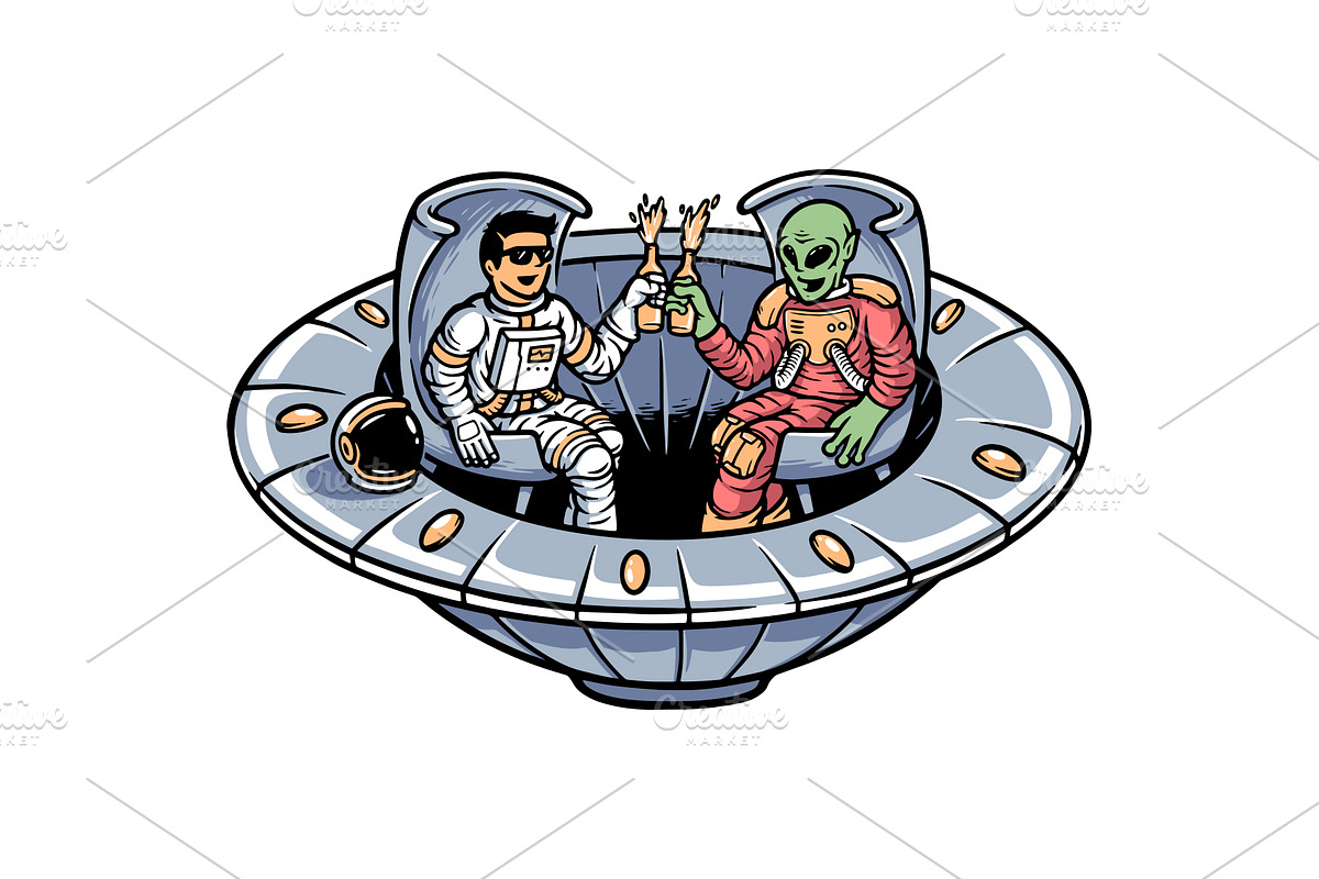 alien and astronaut relaxing, a Food Illustration by gunaonedesign (Photo 1 of 4)