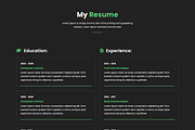 Minimal Dark UI Personal Resume Web, a HTML Template by Themeplaza (Thumbnail 4 of 6)
