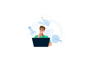 Project manager working on laptop, a Finance Illustration by pikepicture