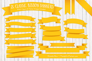 Yellow Ribbon Banner Clipart, an Illustration by Amanda Ilkov