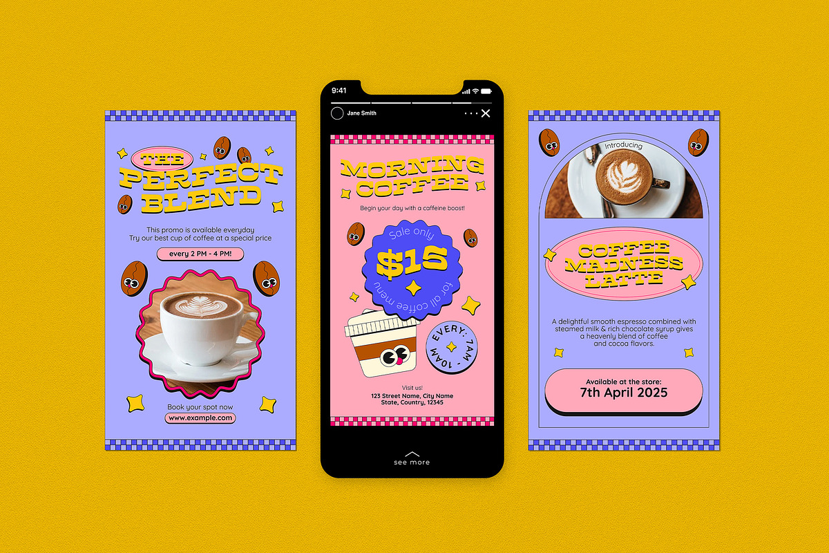 Purple Retro Instagram Pack, a Social Media Template by graphicook (Photo 5 of 6)