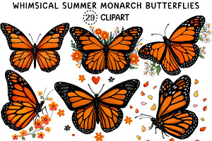 Whimsical Summer Monarch Butterflies, an Animal Illustration by Creative Art