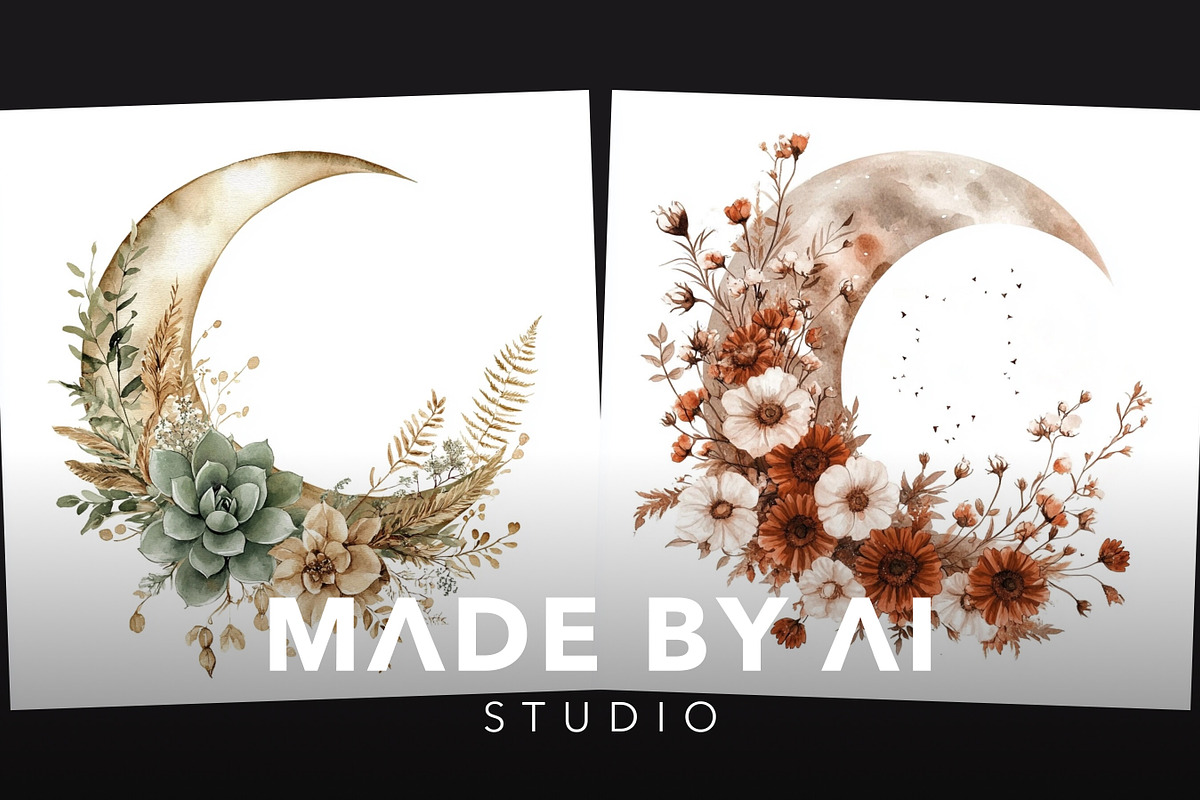 50 Boho Moon & Wildflowers Prompts, an Object Graphic by MadeByAI Studio (Photo 3 of 4)