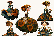 Whimsical Girl Dames Clipart Bundle, a Person Illustration by Design Scotch (Thumbnail 5 of 8)