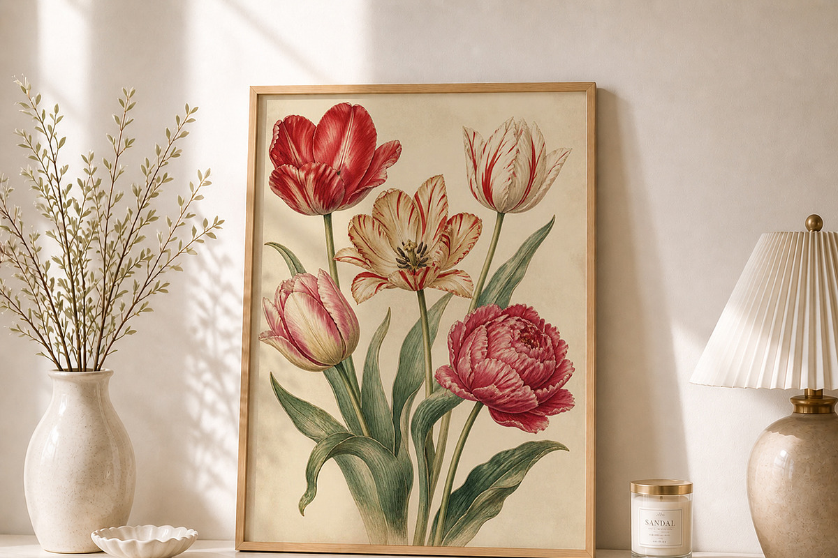 Vintage Tulip Botanical Flower Art, a Decorative Illustration by elfy creative (Photo 3 of 5)