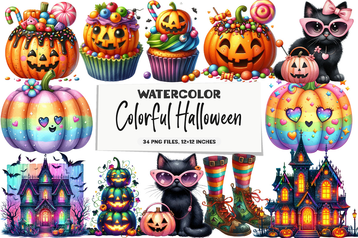 Colorful Halloween Clipart Bundle, an Illustration by DreamArtGraphic (Photo 1 of 5)