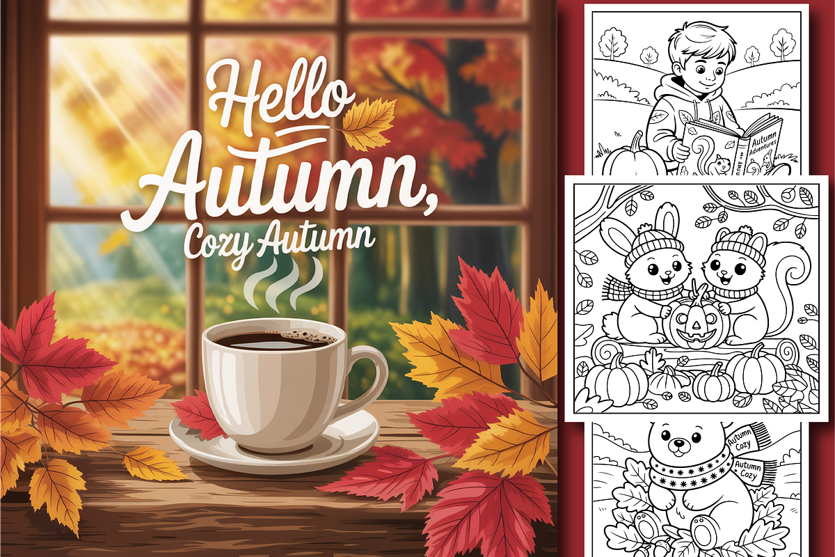 Cozy Autumn Coloring Book for Kids, a Seasonal Illustration by Design Zone (Photo 1 of 5)