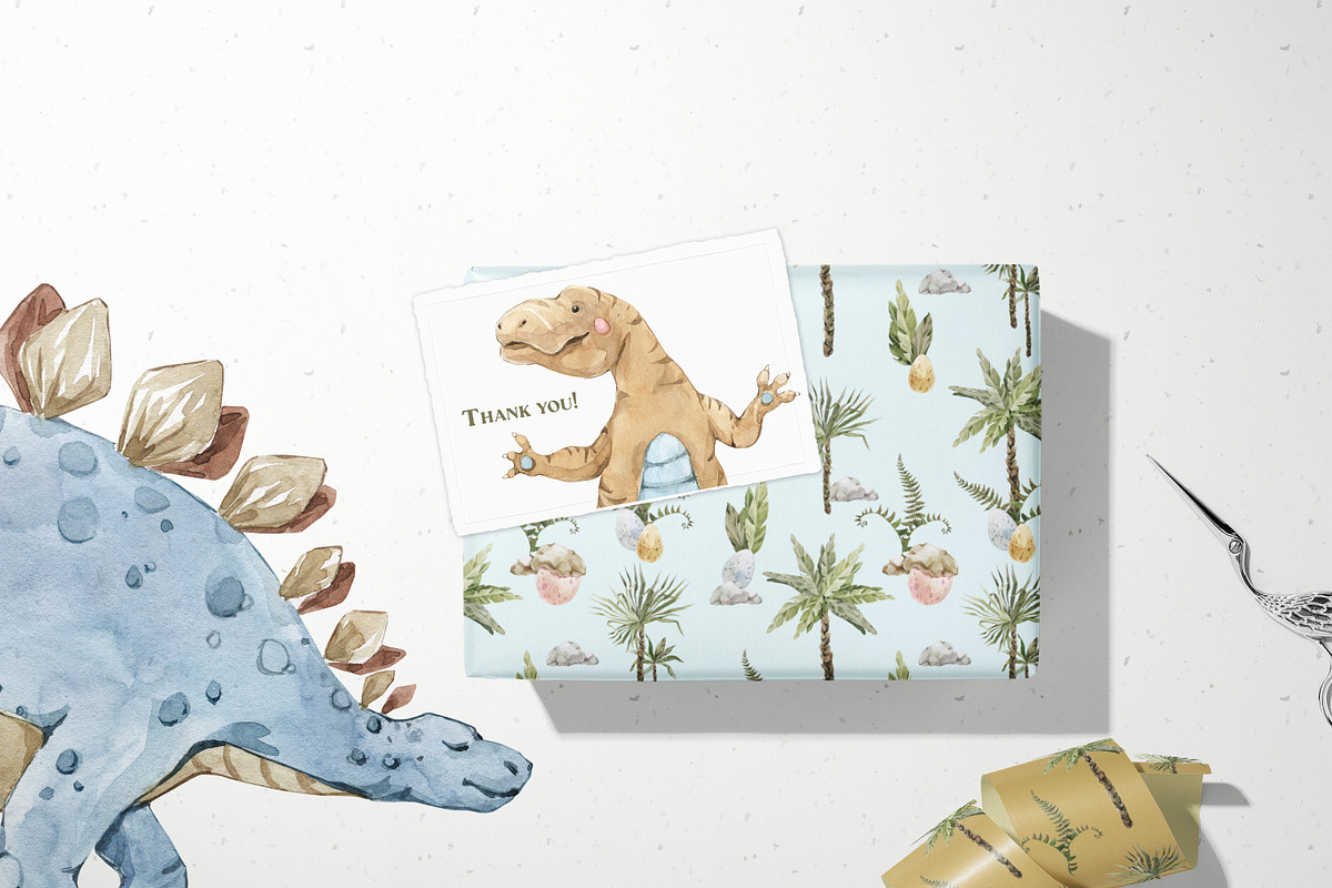 Baby Dinosaur World Watercolor Set, an Animal Illustration by Cat In Colour (Photo 8 of 9)